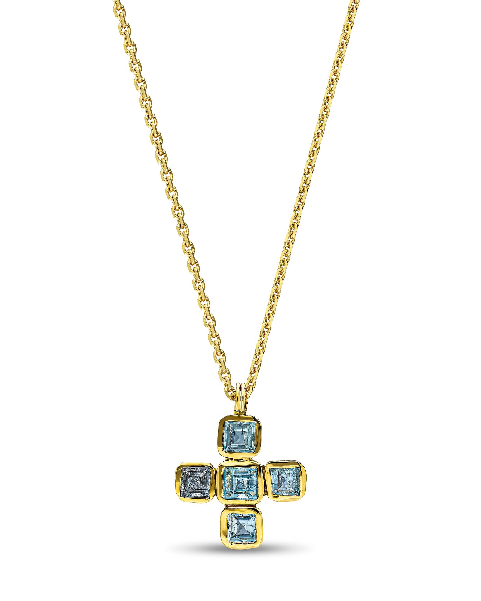 THE AQUA CROSS NECKLACE